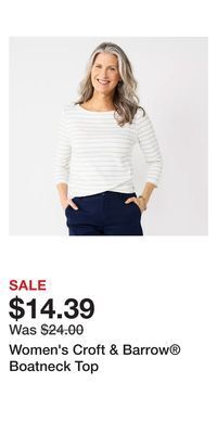 Kohl's Women's croft & barrow® boatneck top offer