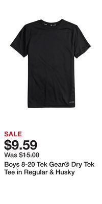 Kohl's Boys 8-20 tek gear® dry tek tee in regular & husky offer