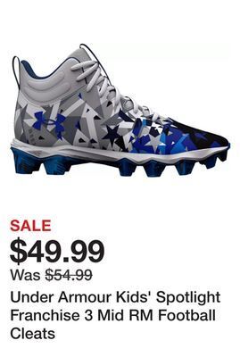 Dick's Sporting Goods Under armour kids' spotlight franchise 3 mid rm football cleats offer