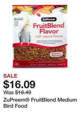 Petsmart Zupreem® fruitblend medium bird food offer