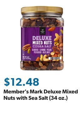 Sam's Club Member's mark deluxe mixed nuts with sea salt (34 oz.) offer