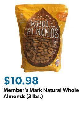 Sam's Club Member's mark natural whole almonds (3 lbs.) offer