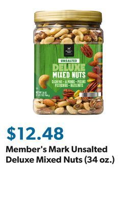 Sam's Club Member's mark unsalted deluxe mixed nuts (34 oz.) offer