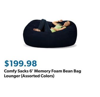 Sam's Club Comfy sacks 6' memory foam bean bag lounger (assorted colors) offer