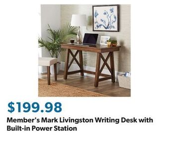 Sam's Club Member's mark livingston writing desk with built-in power station offer