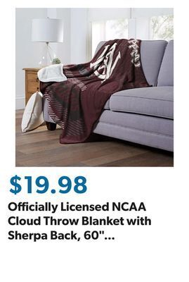Sam's Club Officially licensed ncaa cloud throw blanket with sherpa back, 60 x 70(assorted teams) offer