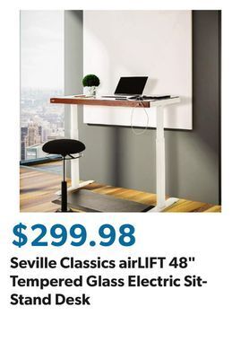 Sam's Club Seville classics airlift 48 tempered glass electric sit-stand desk offer