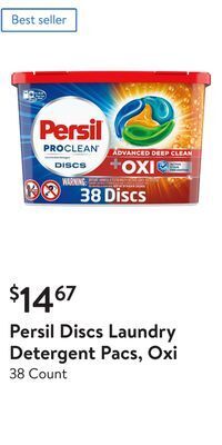 Walmart Persil discs laundry detergent pacs, oxi offer