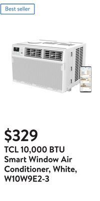 Walmart Tcl 10,000 btu smart window air conditioner, white, w10w9e2-3 offer