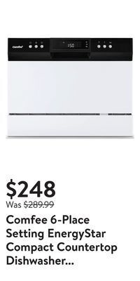 Walmart Comfee 6-place setting energystar compact countertop dishwasher with 8 cleaning settings, cdc22p1aww, white offer