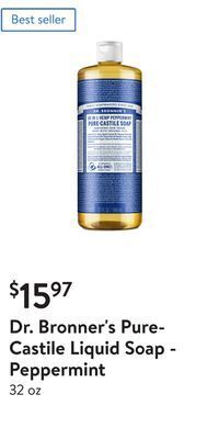 Walmart Dr. bronner's pure-castile liquid soap - peppermint offer