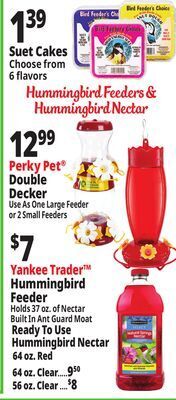 Ocean State Job Lot Hummingbird feeders & hummingbird nectar offer