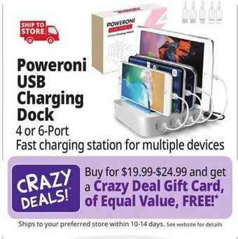 Ocean State Job Lot Poweroni usb charging dock offer