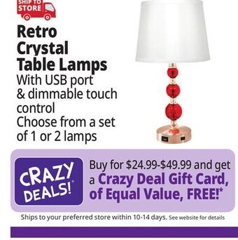 Ocean State Job Lot Retro crystal table lamps offer