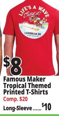 Ocean State Job Lot Famous maker tropical themed printed t-shirts offer