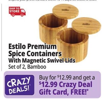 Ocean State Job Lot Estilo premium spice containers with magnetic swivel lids, set of 2, bamboo offer