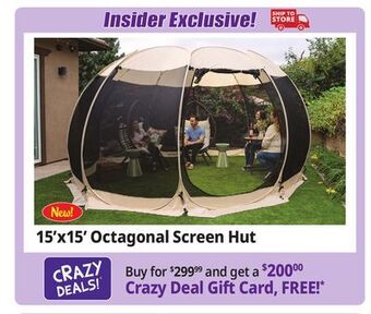 Ocean State Job Lot Crown shades 15' x 15' pop-up octagonal screen hut offer
