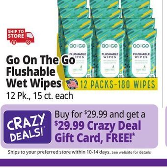 Ocean State Job Lot Go on the go flushable wet wipes offer