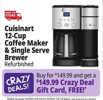 Ocean State Job Lot Cuisinart 12-cup coffee maker & single-serve brewer (factory refurbished) offer