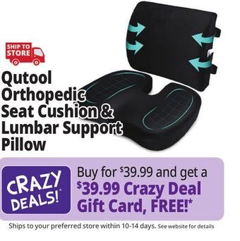 Ocean State Job Lot Qutool orthopedic seat cushion & lumbar support pillow offer