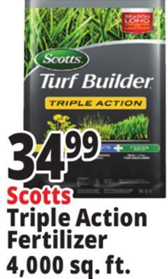 Ocean State Job Lot Scotts turf builder triple action weed control & lawn food, 4,000 sq ft offer