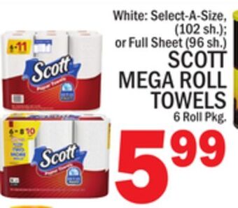 C Town Scott mega roll towels, 6 roll pkg. offer