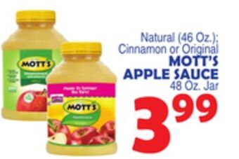 Bravo Supermarkets Mott's apple sauce 48 oz. jar offer