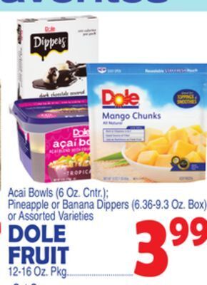 Bravo Supermarkets Dole fruit 12-16 oz. pkg. offer