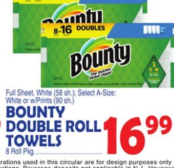Bravo Supermarkets Bounty double roll towels 8 roll pkg. offer