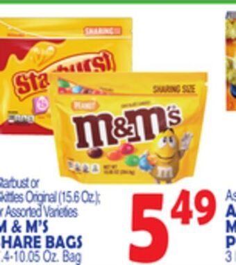 Bravo Supermarkets M & m' s share bags, 7.4-10.05 oz. bag offer