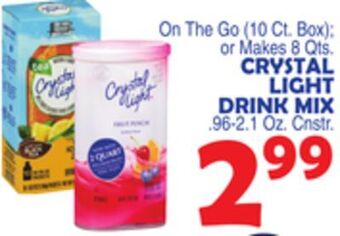 Bravo Supermarkets Crystal light drink mix. 96-2.1 oz. cnstr. offer