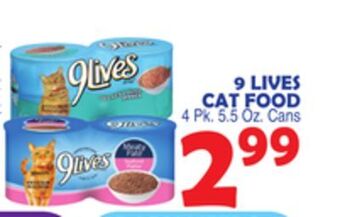 Bravo Supermarkets 9 lives cat food offer