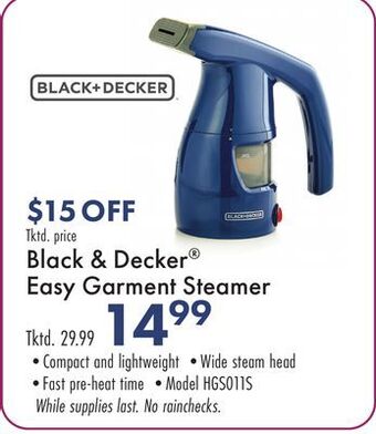 Boscov's Black & decker® easy garment steamer offer