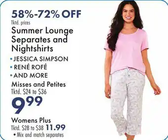 Boscov's Summer lounge separates and nightshirts offer