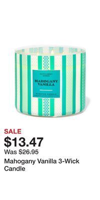 Bath & Body Works Mahogany vanilla 3-wick candle offer