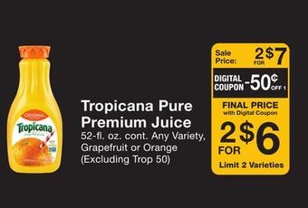 Fairway Store Market Tropicana pure premium juice offer