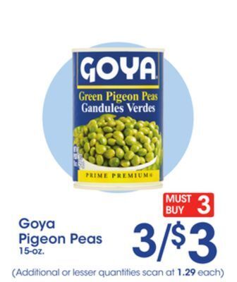 Price Rite Goya pigeon peas offer
