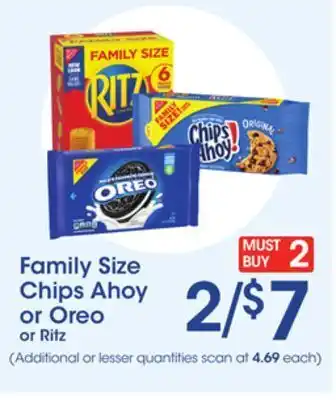 Price Rite Nabisco family size chips ahoy or oreo offer