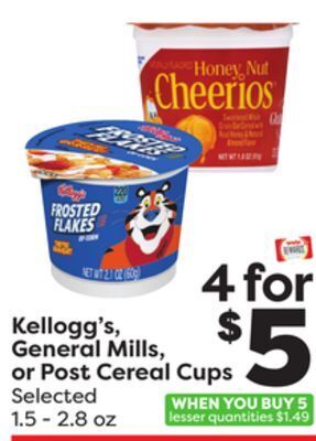 Weis Markets Kellogg's, general mills, or post cereal cups offer