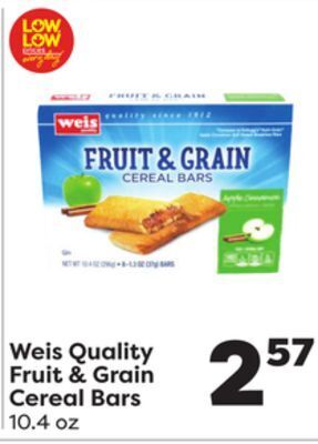 Weis Markets Weis quality fruit & grain cereal bars offer