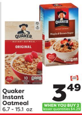 Weis Markets Quaker instant oatmeal offer