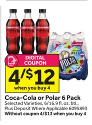 Stop&Shop Coca-cola or polar 6 pack offer