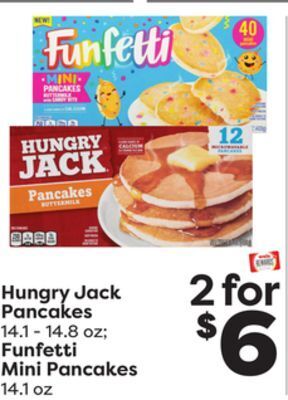 Weis Markets Hungry jack pancakes 14.1-14.8 oz funfetti mini pancakes 14.1 oz offer