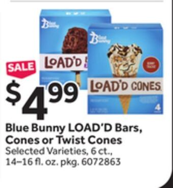 Stop&Shop Blue bunny load'd bars, cones or twist cones offer
