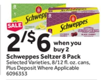 Stop&Shop Schweppes seltzer 8 pack offer