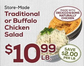 DeCicco & Sons Traditional or buffalo chicken salad offer