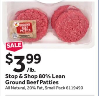 Stop&Shop Stop & shop 80% lean ground beef patties offer