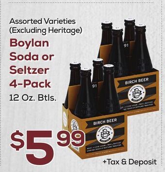 DeCicco & Sons Boylan soda or seltzer 4-pack offer