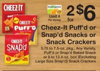 The Fresh Grocer Puff'd or snap'd snacks or snack crackers offer