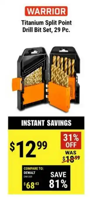 Harbor Freight Tools Warrior Titanium Split Point Drill Bit Set, 29 Pc offer